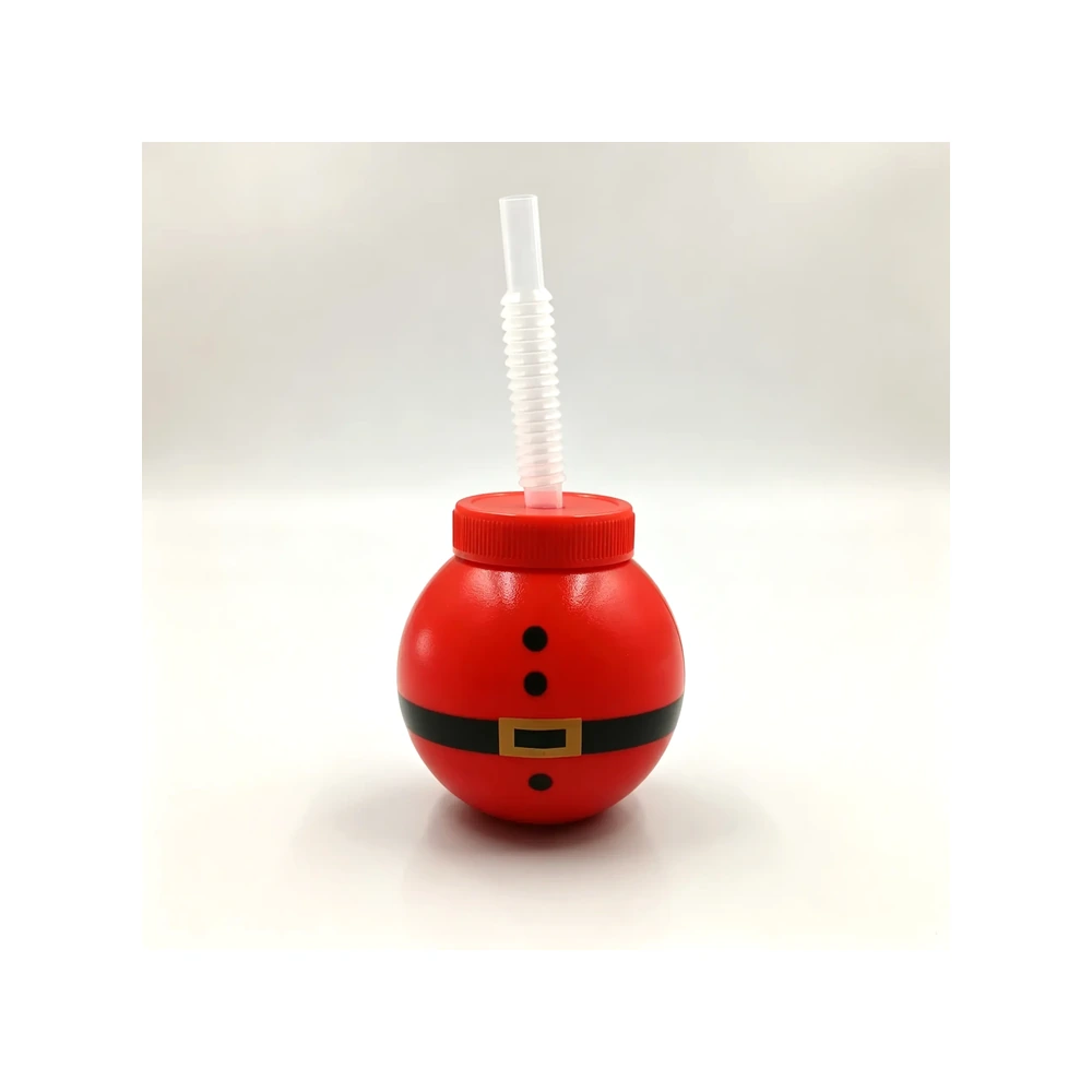 Santa Belt Ball Cup 500 ml Bottle — 500 ml PET straw cup