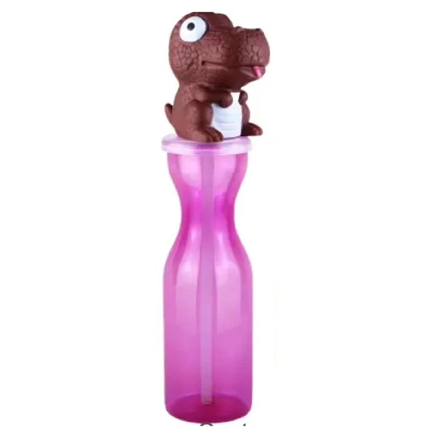 Brown Dinosaur Topper 450 ml Bottle — 450 ml PET straw cup