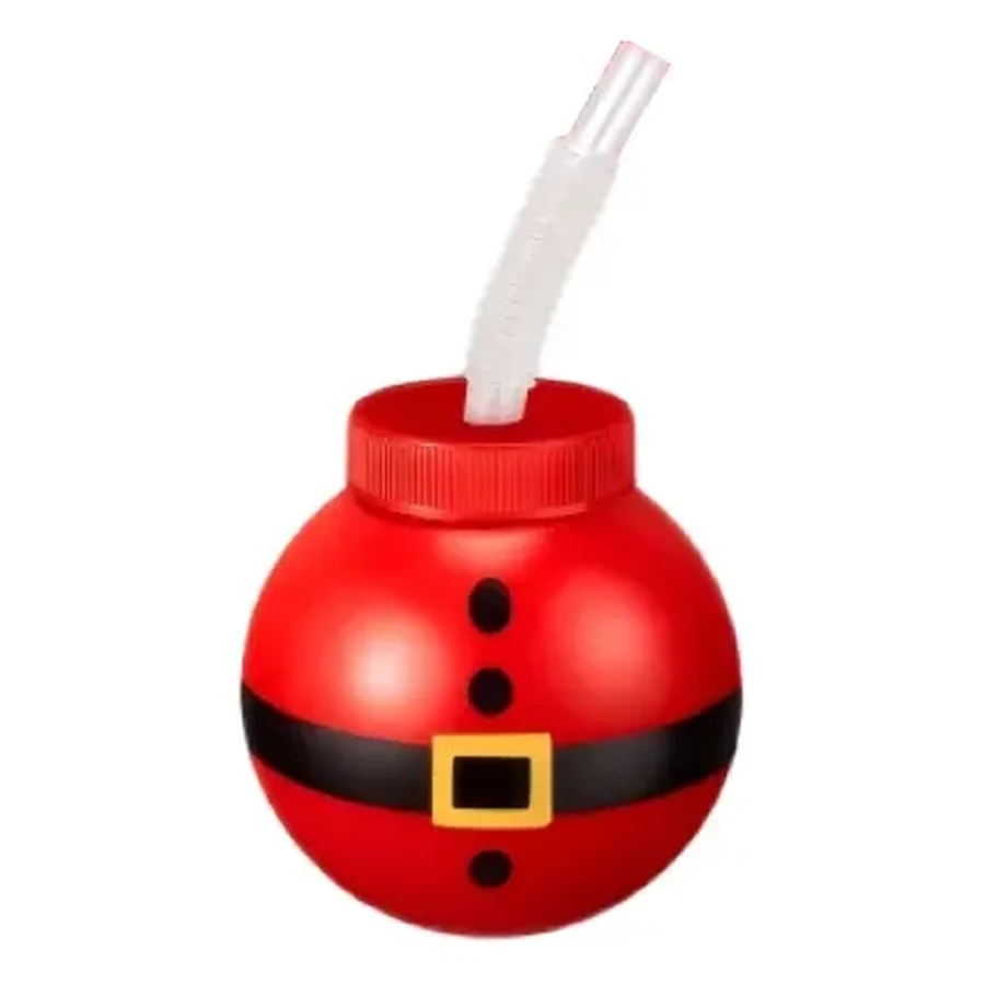 Santa Belt Bauble Cup — 500 ml PET straw cup
