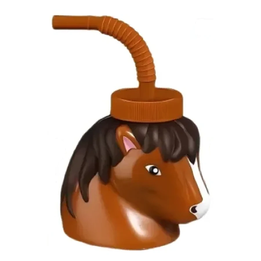 Orange and Pink Animal Face and Ball Cup — Style 02 — 500–1,000 ml PP straw cup