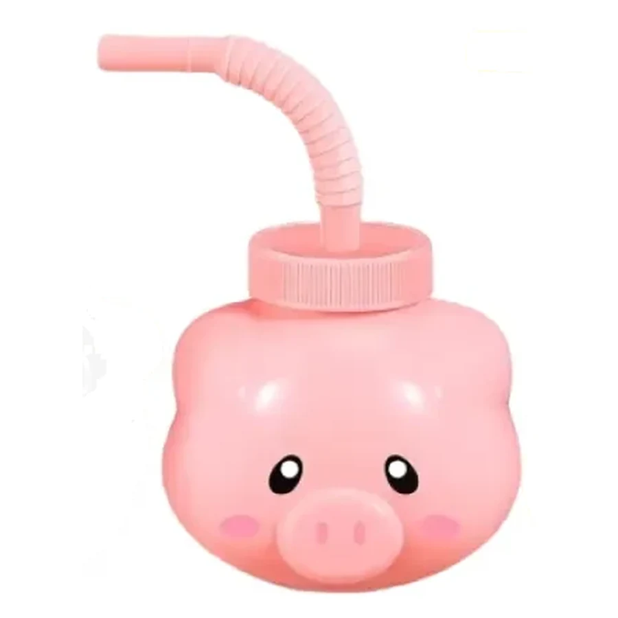 Red and Yellow Animal Face and Ball Cup — 500–1,000 ml PP straw cup