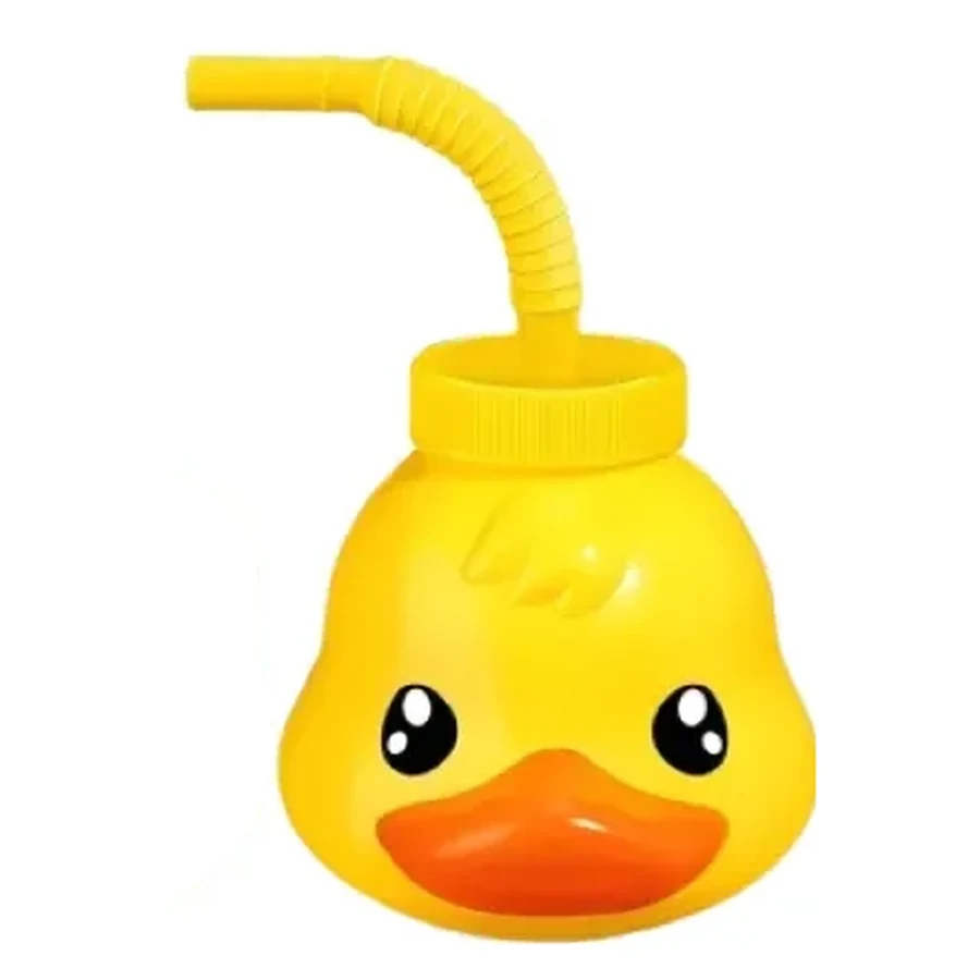 Yellow and Red Animal Face and Ball Cup — Style 04 — 500–1,000 ml PP straw cup