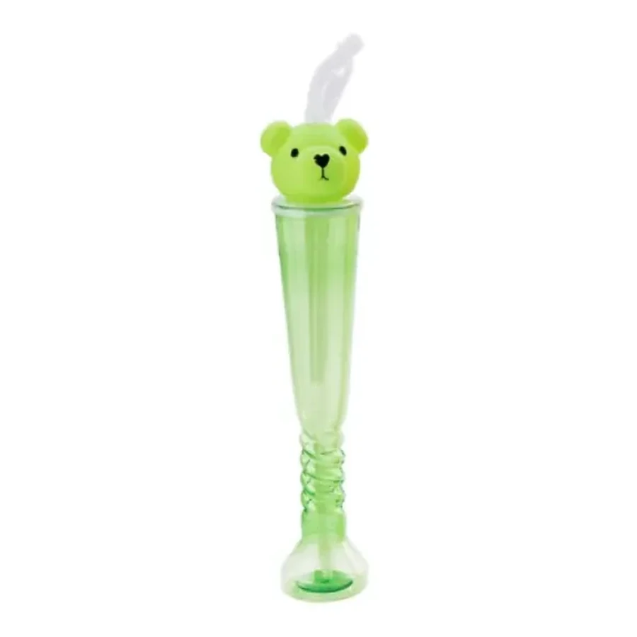 Green and Red Cartoon Topper Long-Stem Cup — 350–450 ml PET straw cup