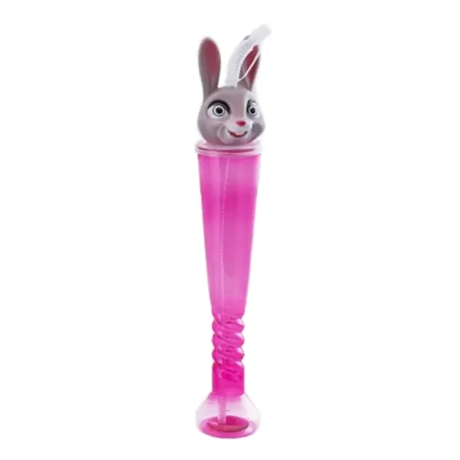 Magenta and Purple Cartoon Topper Long-Stem Cup — 350–450 ml PET straw cup