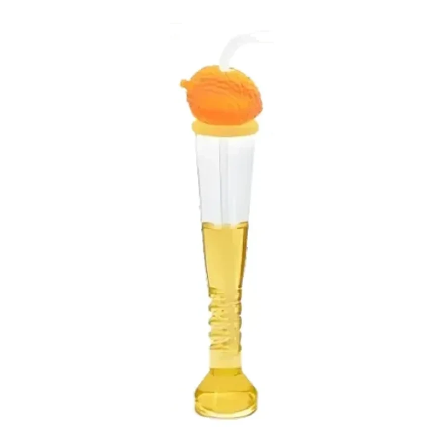 Yellow and Pink Cartoon Topper Long-Stem Cup — 350–450 ml PET straw cup