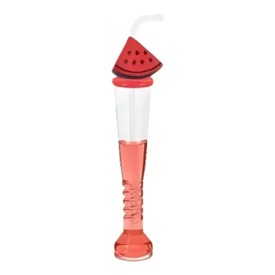 Red and Yellow Cartoon Topper Long-Stem Cup — Style 02 — 350–450 ml PET straw cup