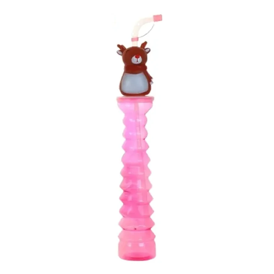 Pink and Lime Cartoon Topper Long-Stem Cup — 350–450 ml PET straw cup