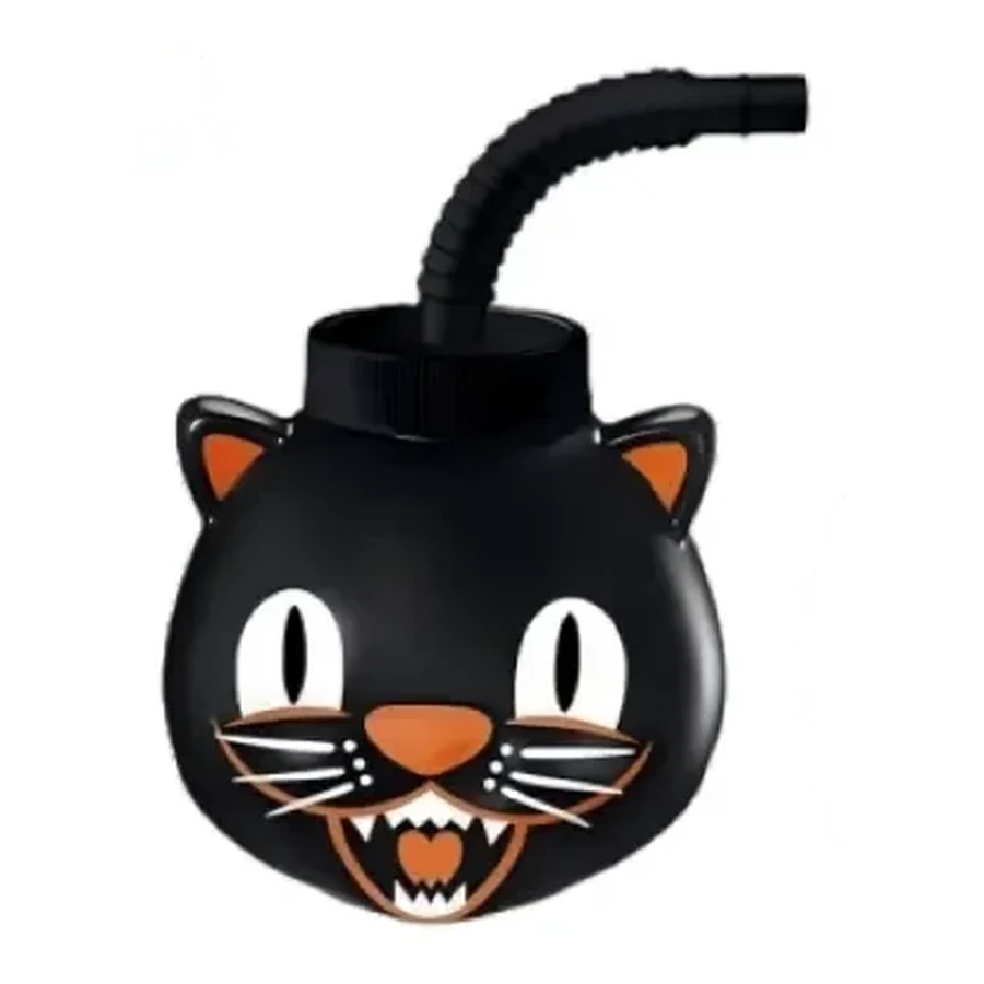 Orange and Green Halloween Monster Head Cup — Style 02 — 500–700 ml PP straw cup