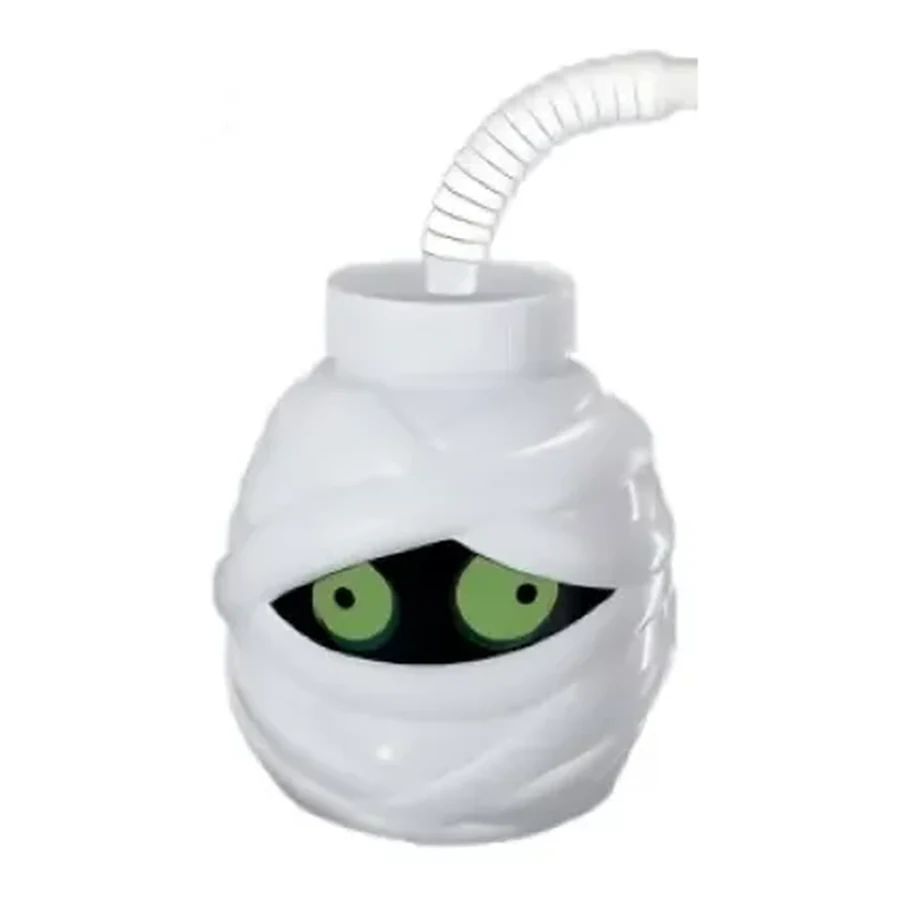 Green and Red Halloween Monster Head Cup — 500–700 ml PP straw cup