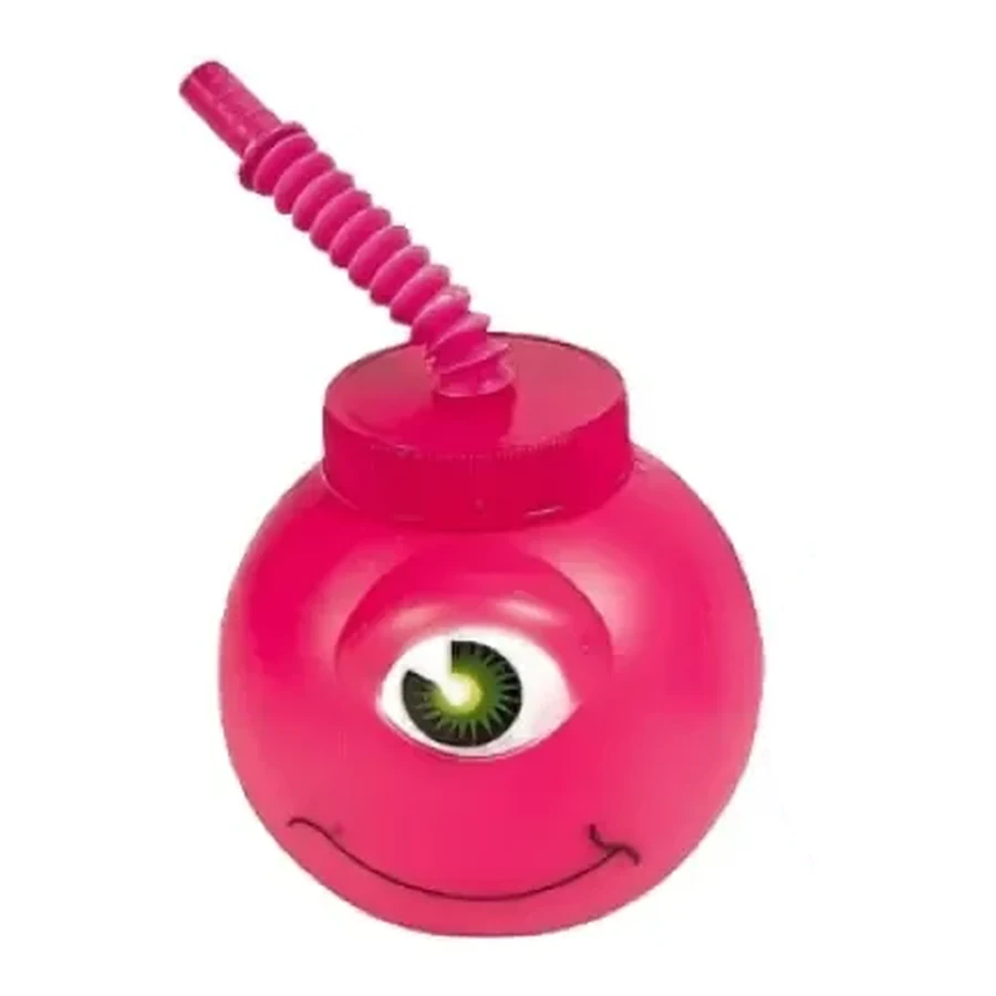 Red and Lime Halloween Monster Head Cup — 500–700 ml PP straw cup