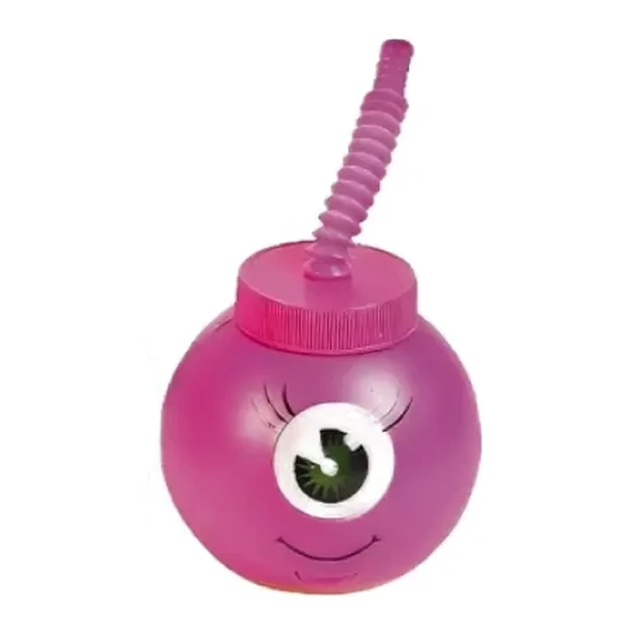Pink and Lime Halloween Monster Head Cup — 500–700 ml PP straw cup