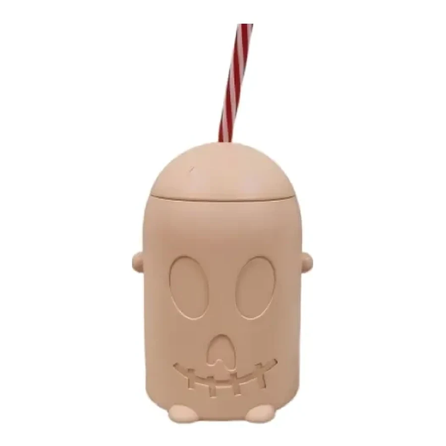 Orange and Pink Halloween Pumpkin and Ghost Cup — 500–700 ml PP straw cup