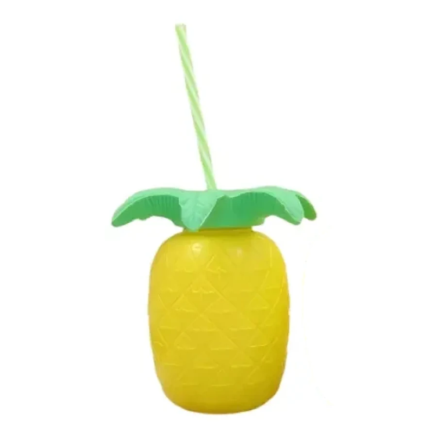 Yellow and Green Pineapple Tropical Cup — Style 02 — 500–1,000 ml PP straw cup