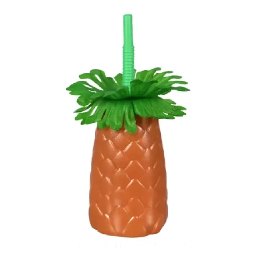 Orange and Green Pineapple Tropical Cup — 500–1,000 ml PP straw cup