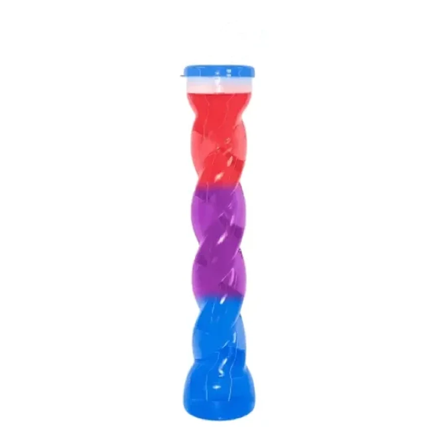Blue and Magenta Colour-Block Twist Cup — 350–450 ml PET straw cup