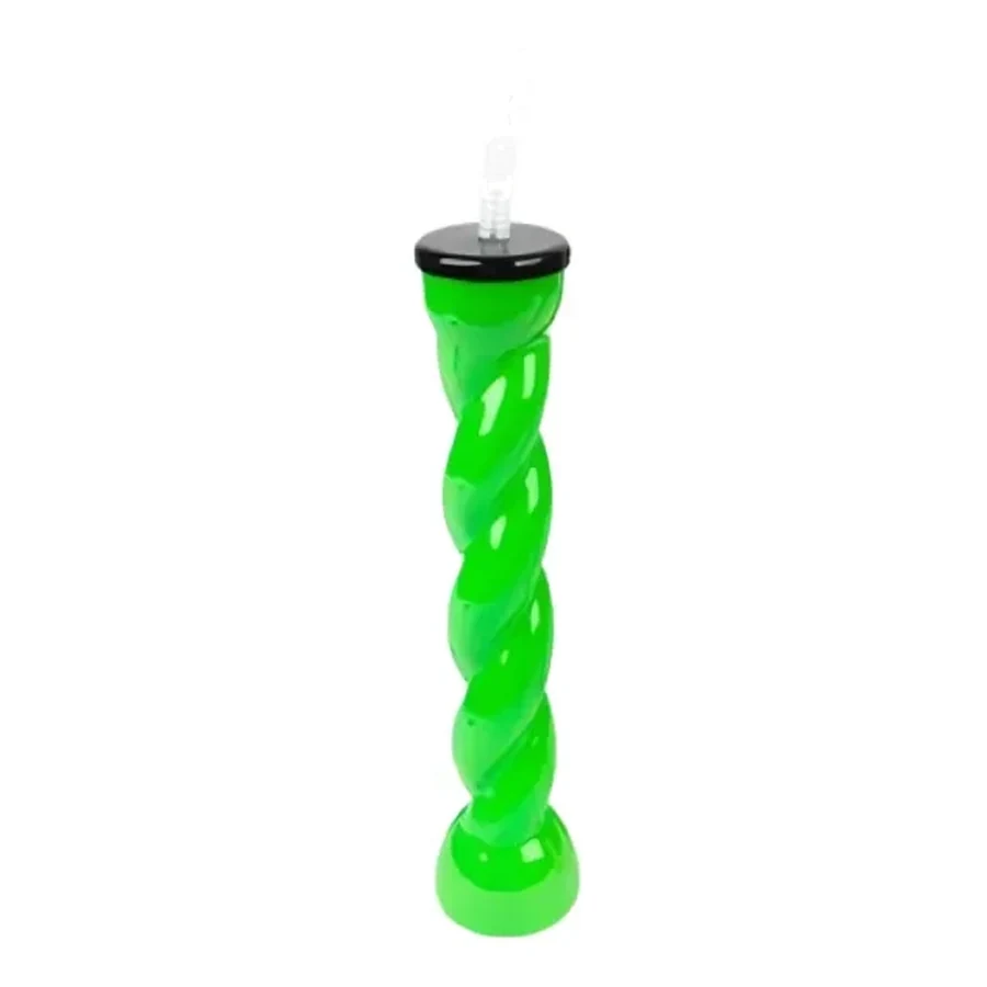 Green and Pink Colour-Block Twist Cup — 350–450 ml PET straw cup