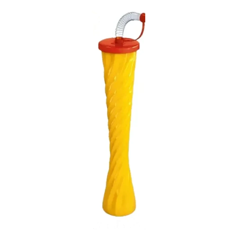 Yellow and Red Colour-Block Twist Cup — Style 02 — 350–450 ml PET straw cup